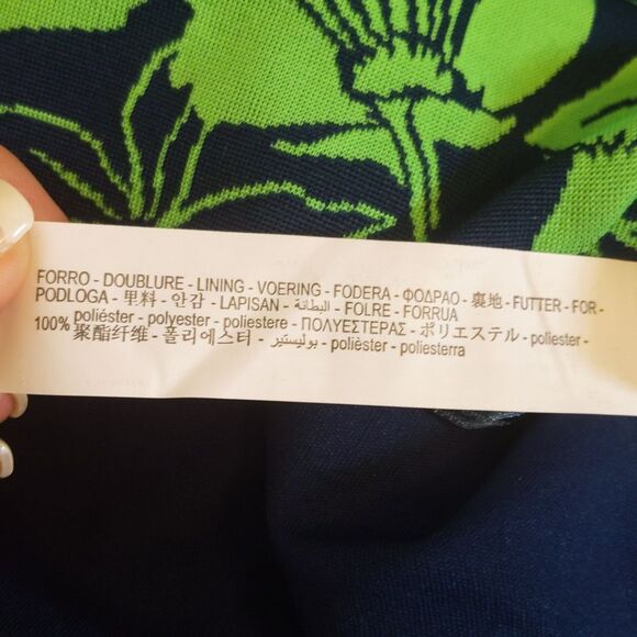 Zara NWT one shoulder top, bright green & navy blue floral print M - Picture 10 of 11